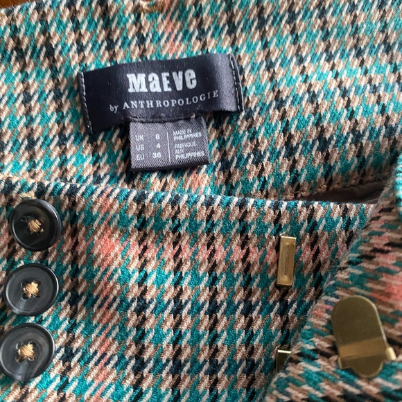 Maeve by Anthropology Multicolor Houndstooth Pant with Button Accents - Picture 4 of 16